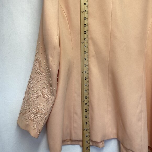 DONNA VINCI Embroidered Beaded Embellishment 2pc Lined Skirt Suit Women 22 Peach - Picture 11 of 16